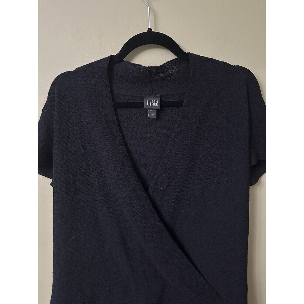Eileen Fisher Black Wrap-Style Short Sleeve Tunic